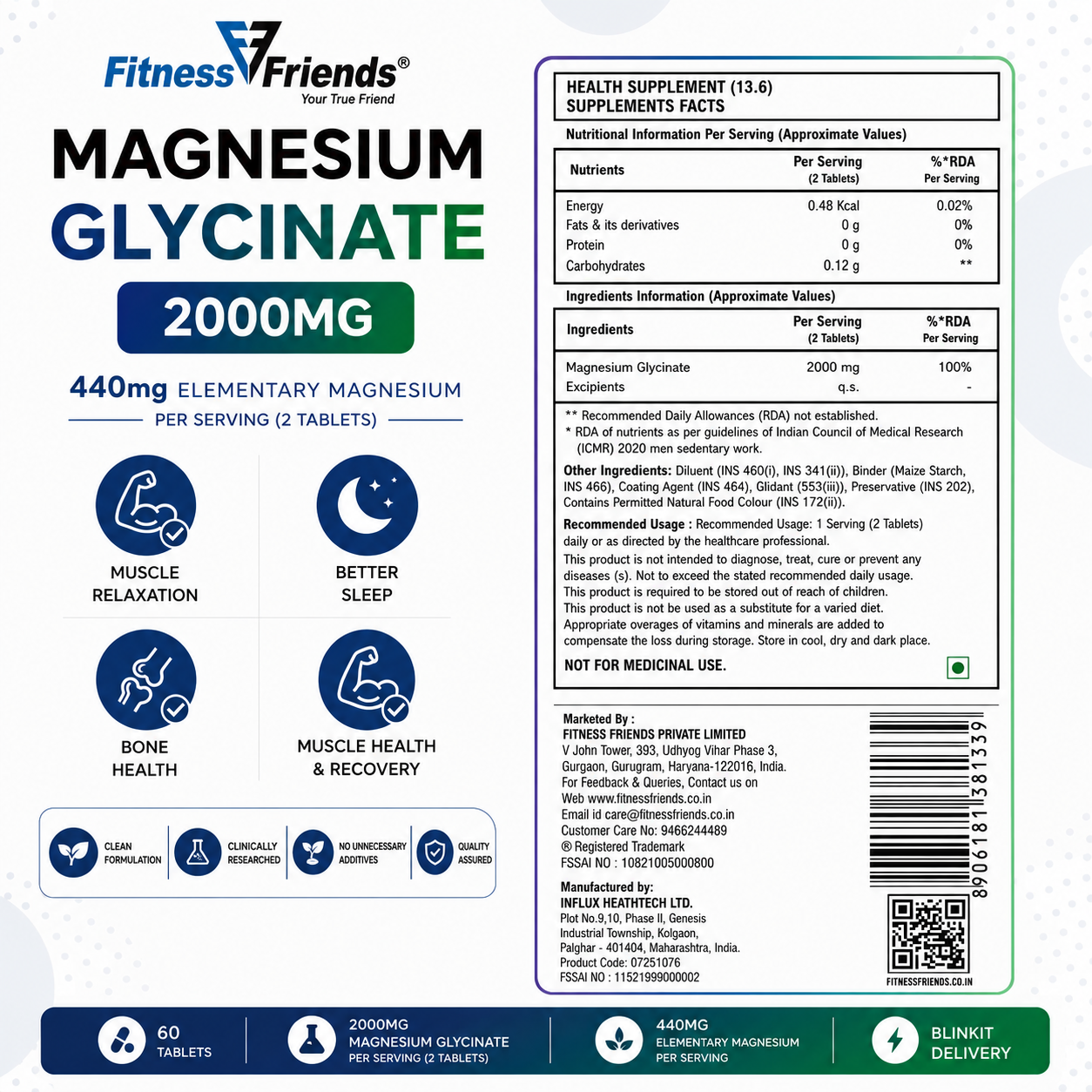 Magnesium Glycinate 2000mg   60 tab